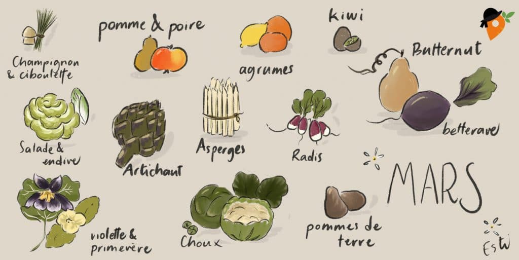 Légumes et fruits de saison - Mars [CALENDRIER + LISTE]