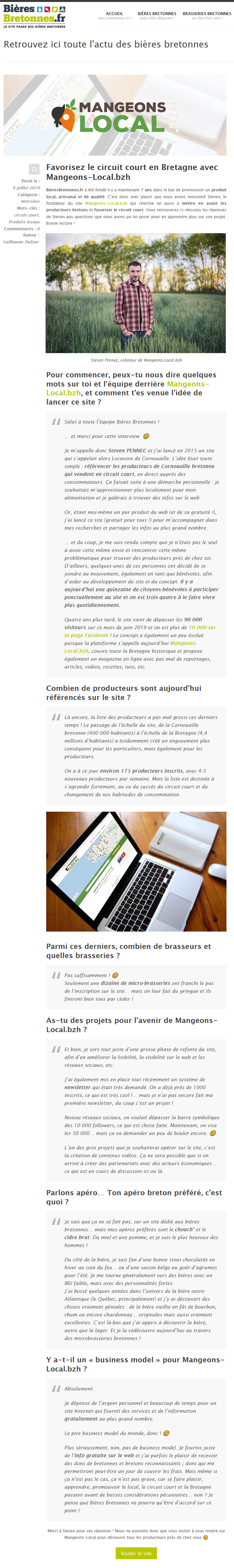 Interview pour le site Bières Bretonnes .fr !