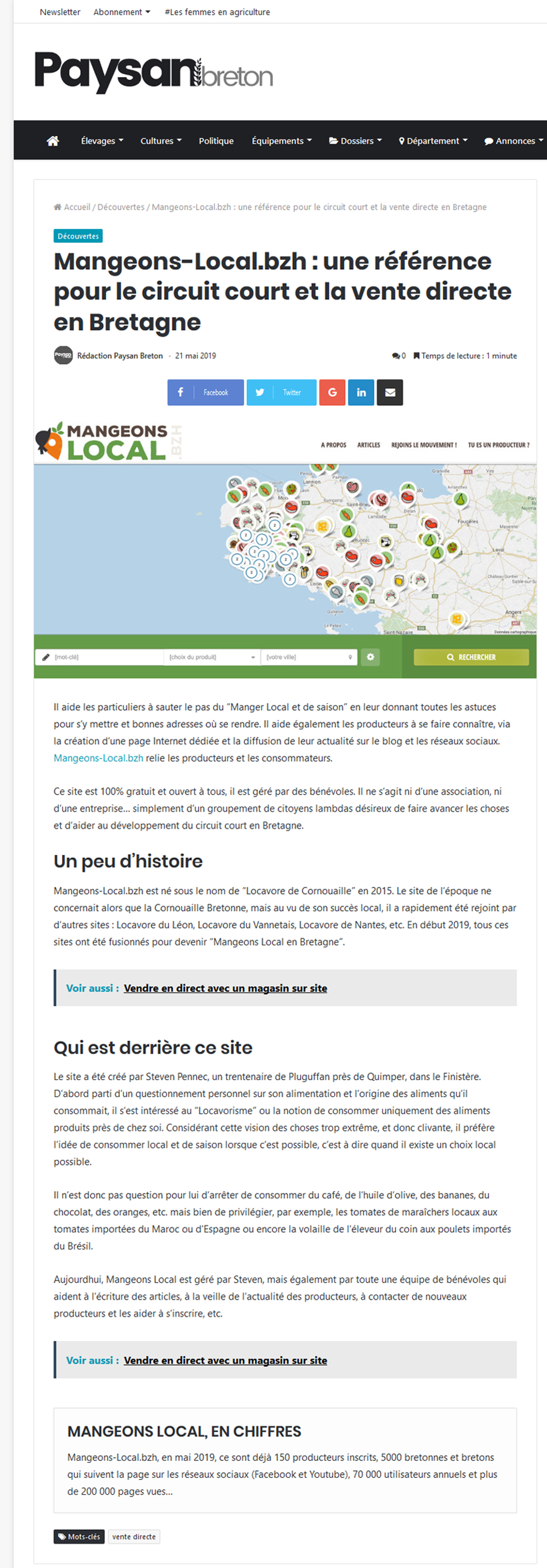 Paysan Breton parle de Mangeons Local !