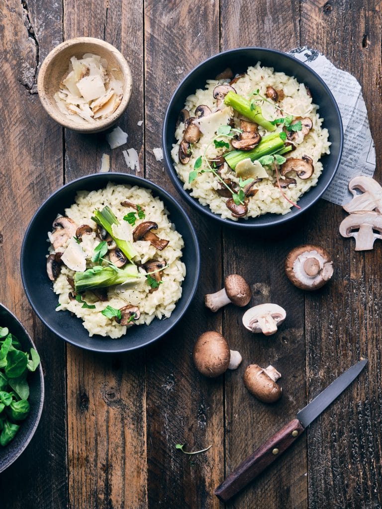 Risotto à la bière, champignons et poireaux - Recette